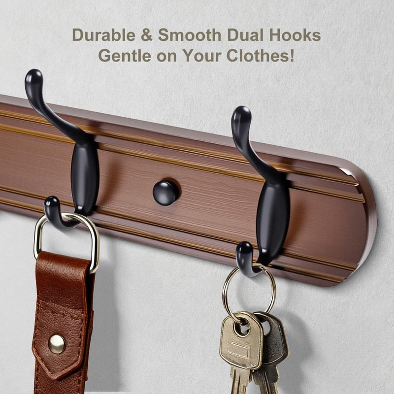 Yundoza Coat Hooks Wall Mount, Wood Bamboo Wall Coat Rack