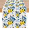 Kiatuniya Lemon Table Runner Blue Orange Yellow Lemon Decorative Table