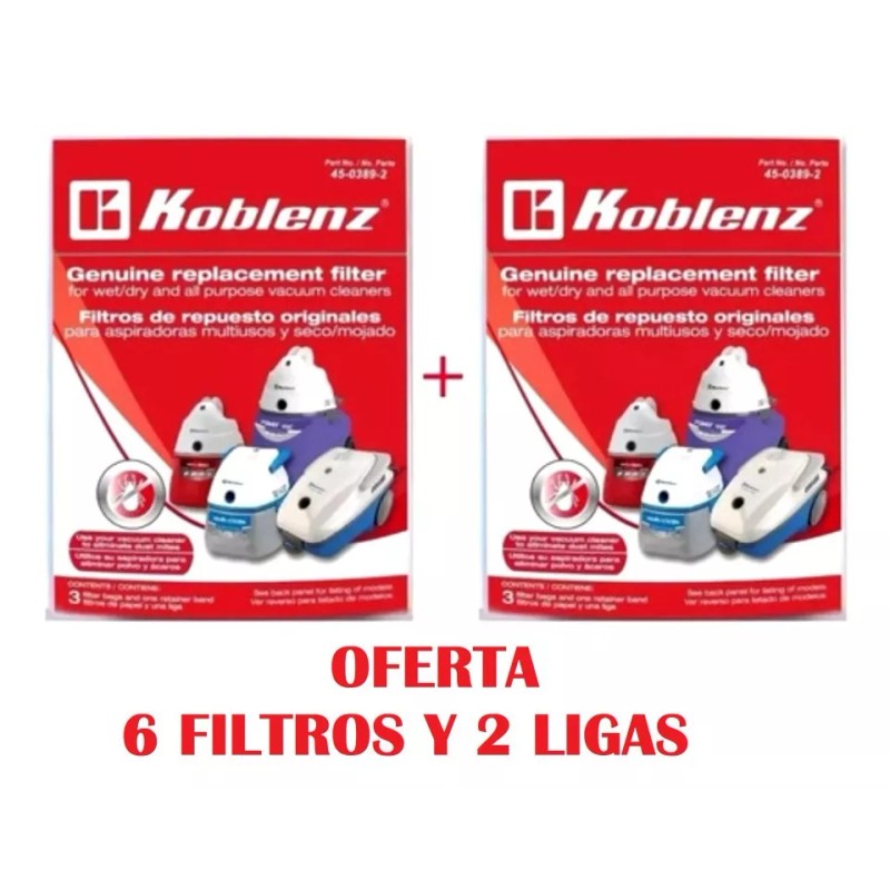 Koblenz Filtros Aspiradora Koblenz 6 Bolsas + 2 Ligas