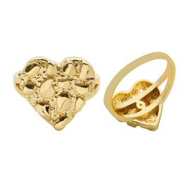 14k Gold Plated Brass Rough Textured Cookie Heart Shape Nugget Rings For Women/Men (9)