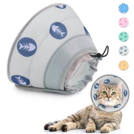 Supet Cat Collar, Adjustable Collar Cat Collar, Recovery Collar, Soft Collar Cone After Surgery and Injuries for Puppies, Small Dogs and Cats (Grey, L)