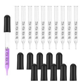 Glass Pipettes, 10 Pieces Glass Pipette Dropper, Glass Transfer Pipettes, 1 ml Glass Pipette with Rubber Head, Glass Pipette Dropper, Measuring Pipettes Glass, Glass Measuring Pipette, for Essential