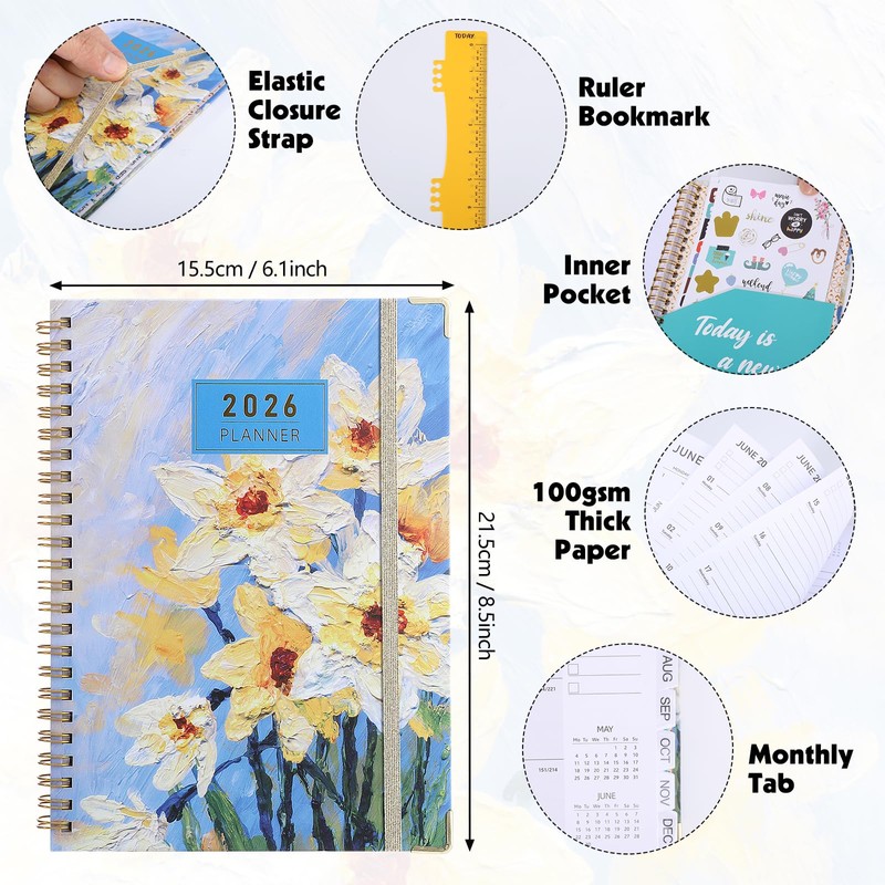 Diary 2026, A5 Weekly Planner Notebook from Jan. to Dec.