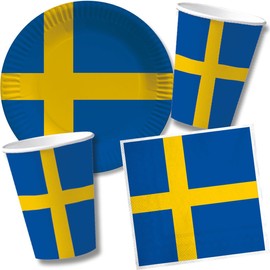 DH-Konzept Sweden Paper Cups for Theme Party, Country Party and Birthday Sweden Scandinavia Pack of 10