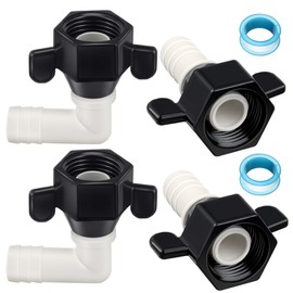 Dreyoo 1/2 Inch x 14 NPT x 1/2 Inch Barb Elbow and Straight Swivel Adapter RV Water Pump Fittings with Thread Seal Tape, 1/2 Inch Female Threaded Pex Fittings for Water Pump Strainer (4 Pcs)