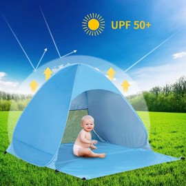Pop Up Beach Tent – for 3-4 Person UPF 50+ UV Sun Protection Beach Shade Beach Tent Pop Up Sun Shelter with Carry Bag and Tent Stakes for Beach, Park, Camping (X-Large)