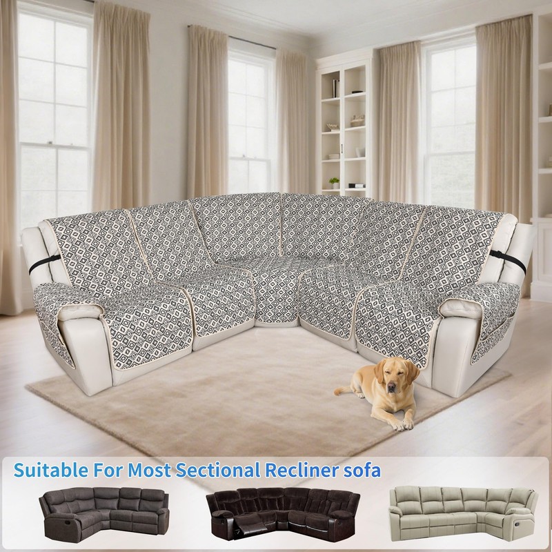 ALIECOM L Shaped Reclining Sectional Couch Covers 100% Waterproof Corner