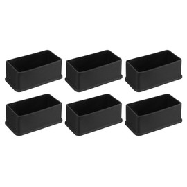 sourcing map 6Pcs PVC Square Chair Leg Caps, 80mm x 40mm OD Black Furniture Feet Pads Table Foot Cover Caps Floor Protectors for Patio Table Cabinet Bed Furniture