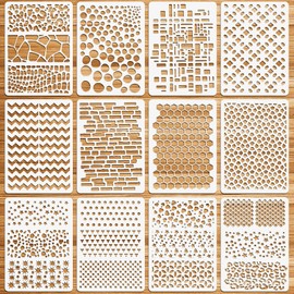 OOTSR 12Pcs Drawing Painting Stencils Set, Stencil for Crafts Reusable Painting Template Stencils, Plastic Painting Stencils for Painting on Wood, Furniture Wall Home Decor DIY Scrapbooking