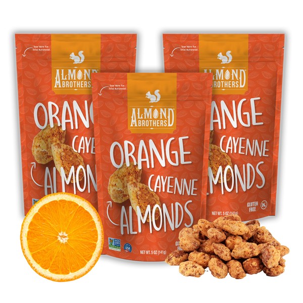 Almond Brothers Orange Almonds with Cayenne Pepper - Spicy Almonds,