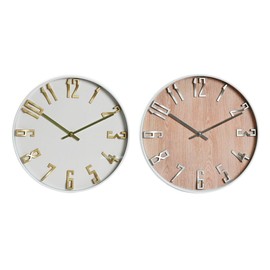 Home ESPRIT 2 x White Gold Silver PVC Wall Clock 30x4x30cm