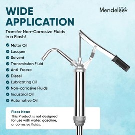 Lever Action Barrel Pump, Heavy Duty Barrel Hand Pump with Telescoping Suction Tube Fits 15 to 55 Gallon Drums Transferring Heating Oil, Motor Oil, Transmission Fluid. Professional Barrel Pump