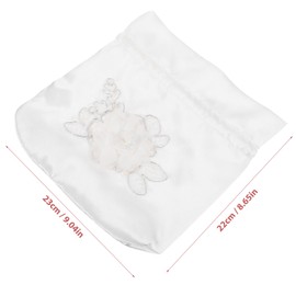 LOGOFUN Wedding Bags Satin Bridal Wedding Money Bag White Handbag with Bows Ribbon Bridal Showers Pouch Bag for Women Girls Party Supplies