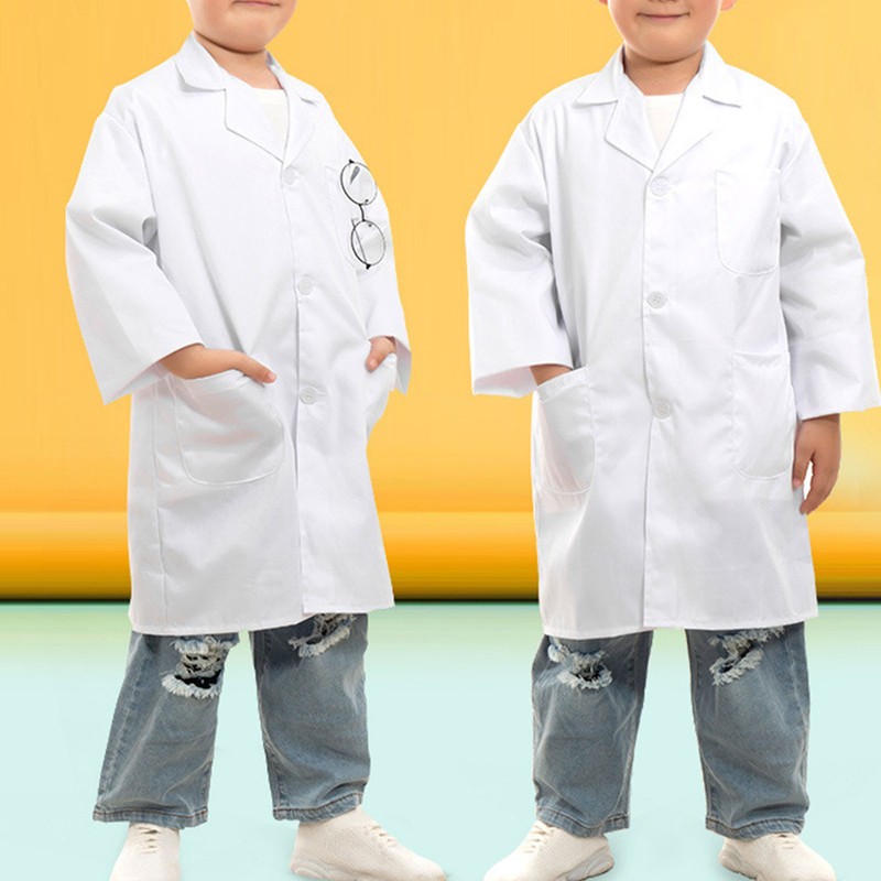 Children Laboratory Coats Turn Down Collar Adjustable Realistic Role Play