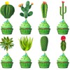 48 piezas de adornos para cupcakes de cactus para decoraciones
