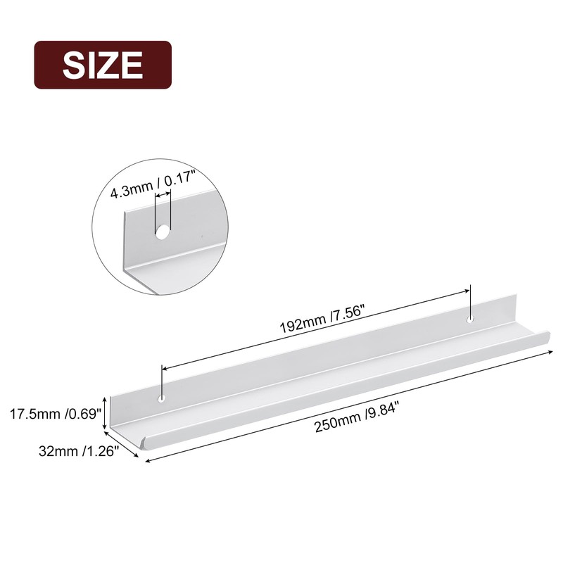 sourcing map Cabinet Finger Edge Pull, 10pcs 250mm/9.84 Aluminum Alloy