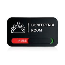 Conference Room Door Signs for Office, Meeting In Progress Door Sign, In Use Available Slider Indicator Tells Whether Room Vacant Or Occupied