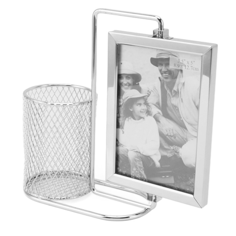Pen Holder Picture Frame Stainless Steel Large Capacity Multi Purpose