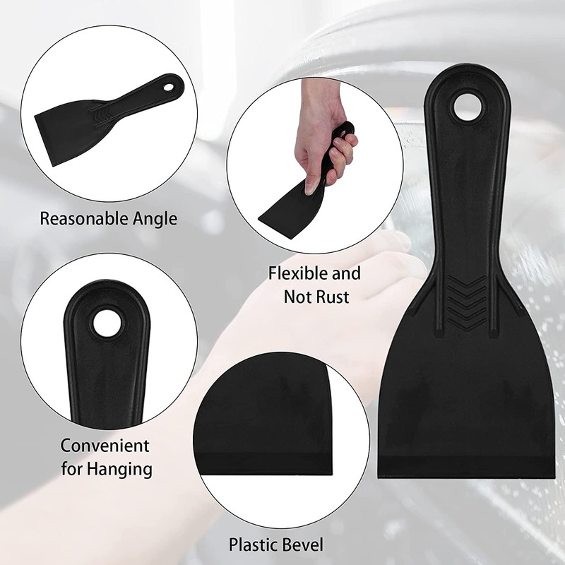 6 Pieces Black Plastic Scraper Tool Set, Wallpaper Scraper Plastic,