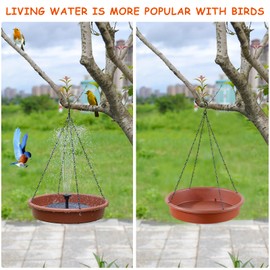NASIDE Outdoor Solar-Powered Plastic Hanging Bird Bath Fountain with Dynamic Water Flows, Lightweight Design, and Easy Maintenance