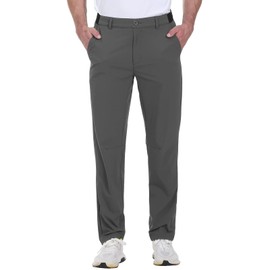 Rdruko Men's Stretch Golf Pants Quick Dry Lightweight Casual Dress Pants with Pockets(Dark Gray,US 44)