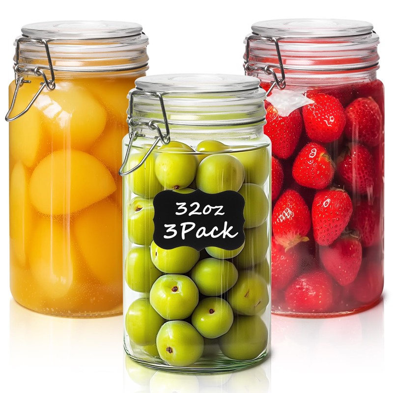 ComSaf Glass Jars with Airtight Lid Set of 3, Mason