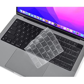 CaseBuy Premium Keyboard Cover for Newest MacBook Pro 14 Inch & MacBook Pro 16 inch 2022 2021 Model A2442 A2485 M1 Pro/Max, Ultra Thin TPU Keyboard Protector for MacBook Pro 14" and 16" -Clear