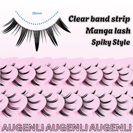 10 Pairs Anime Cosplay Lashes – 16mm Spiky Manga Style False Eyelashes – With CLear lash band Lightweight Reusable Natural Look by AUGENLI (A7)