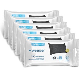 Wessper Fresh Fridge Refill Pack with Activated Carbon for a Long Lasting Effect, Natural Odour Neutraliser, Fridge Odour Killer Service Life, 6 Months Including 6 Pieces