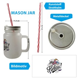 speecheese Carnival Mason Jar with Handle Drinking Glass with Lid with Helau Jester Hat Funny Party Glass for Celebrating Carnivalists