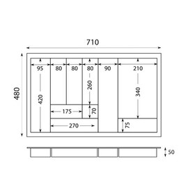 Naber Besteckeinsatz 5, 710 x 480 mm. Schrankbreite 800