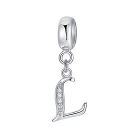 Amoony Charm 925 Sterling Silver K Letter Charm for DIY Charm Bracelet, Sterling Silver, Cubic Zirconia