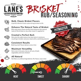 Lane's Brisket Rub Seasoning, All-Natural Championship Butt Rub Seasoning, Perfect for Burger, Steaks, and Pork Rubs for Smoking, Made in USA, 12.4 Oz