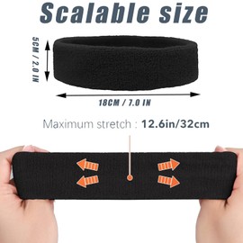 Elastic Sports Headbands, 3 Pack Black Headband, Head Band for Woman Sport Headband for Men, Gym Hair Band, Running Sweat Bands, Silicon Non Slip Exercise Headbands, Headband Women