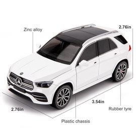 WAKAKAC Compatible for 1/24 Alloy Die-cast Benz GLE 350 Toy Car with Sound and Light Pull Back Collection Model Car for Kids Gift （White）