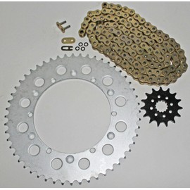 fits Yamaha 91-96 WR250 / 87-90, 94-97 YZ250 Gold O Ring Chain & Sprocket 15/50 116L