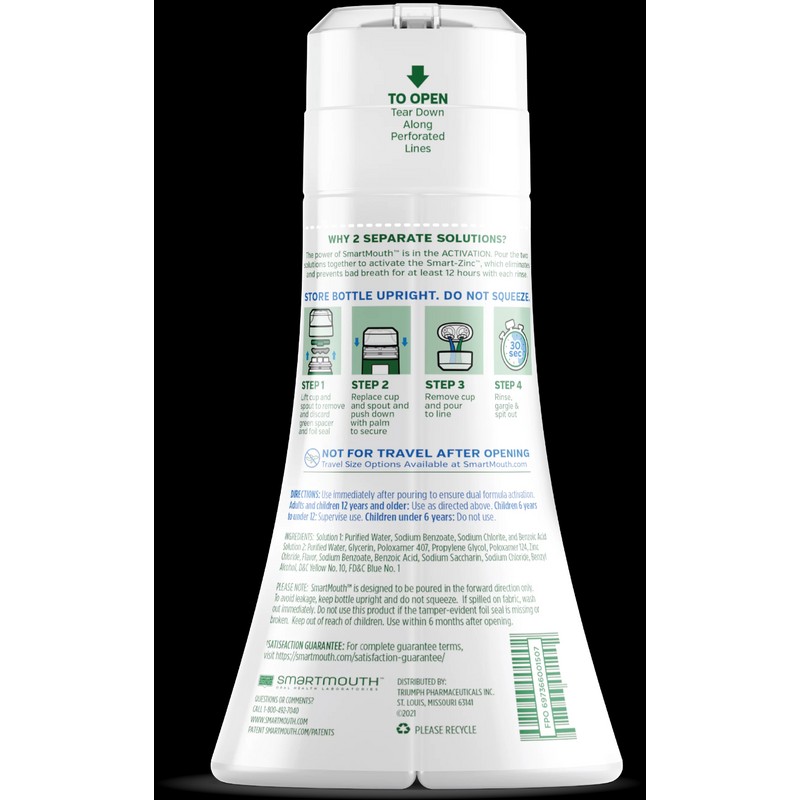 Clean SmartMouth Zinc Activated Oral Breath Rinse Mouthwash Clinical DDS,