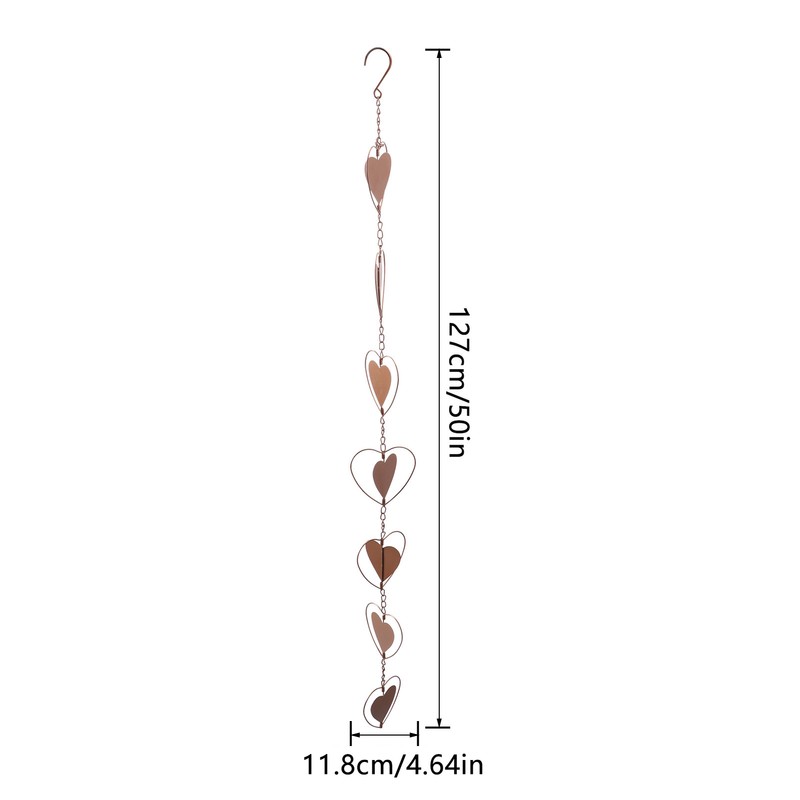 Metal Rain Chain Drainage Function Decorative Heart Shape Wind Chime