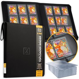X PRO Toploader Binder | Holds 252 Toploaders | 20 Toploaders INCLUDED | 9-Pocket | Ringless Double-Sided Pockets for TCG, Sports | Premium Top Loader Storage