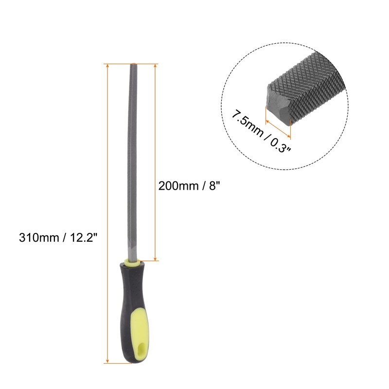 sourcing map Square File 8" High Carbon Hardened Steel Cut