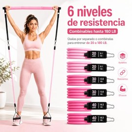 Kit Barra de Pilates, Resistencia para Equipo en Casa, Pilates Kit Portátil | Con Barra y Bandas de Resistencia Multinivel, Tonifica Cuerpo en Casa: G