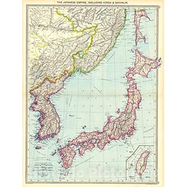 Historic Map - 1910 The Japanese Empire, Including Korea and Sakhalin - Vintage Wall Art - 24in x 32in