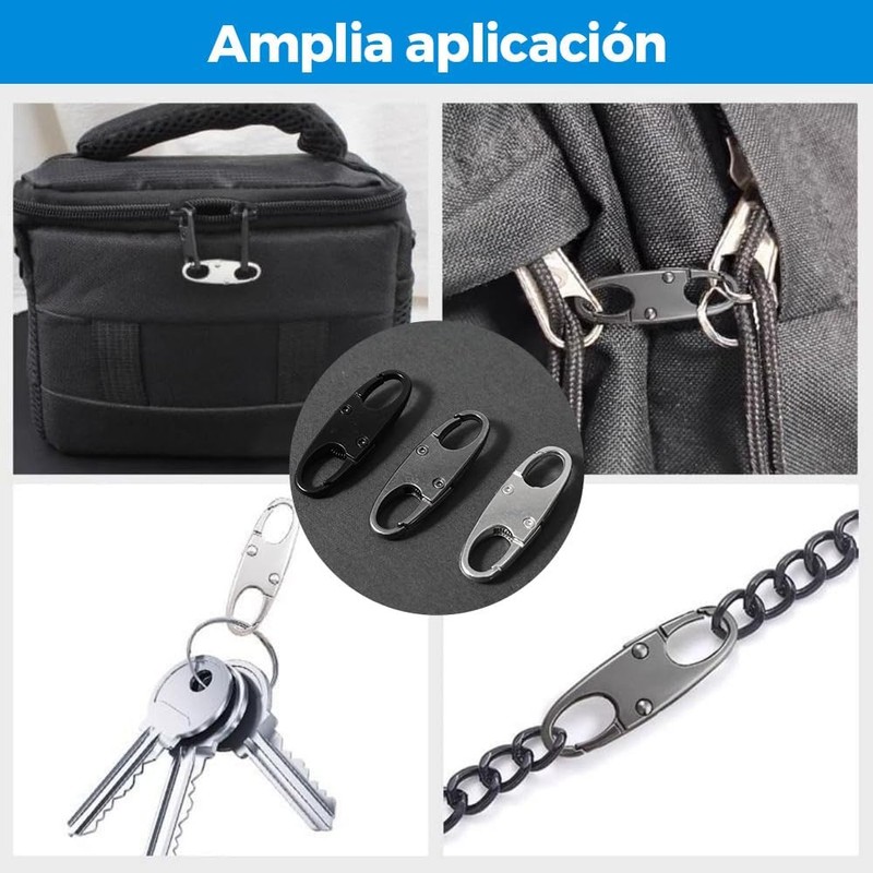 8 Clips de Cierre Doble con Resorte, mosquetón de Antirrobo