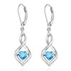 WASEE December Birthstone Earrings 925 Sterling Silver Heart Blue Topaz