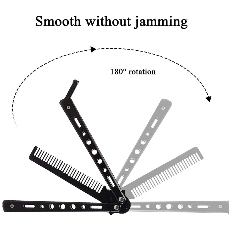 RICHDMI Butterfly Comb, Butterfly Comb, Foldable Pocket Comb, Foldable Metal