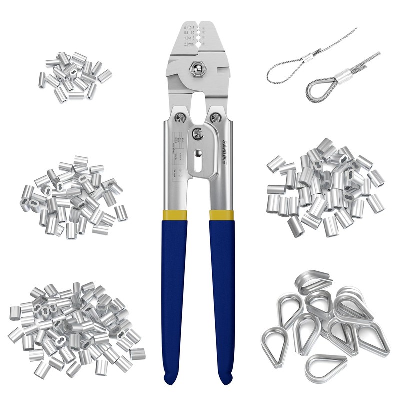 Sanuke Wire Rope Crimping Kit, Cable Swaging Tool Crimps up