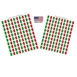 100 Mexico Flag Stickers; American Made Decals Measure 1.5" x 1" & are Self Adhesive; Two Sheets of 50, 100 Sticker Flags Total