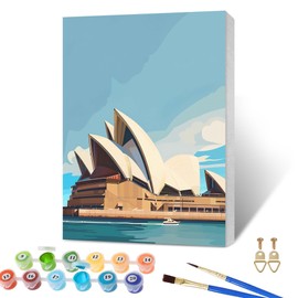 SKRYUIE Framed Paint by Numbers Kits for Adults City, Acrylic Sydney Oil Painting by Numbers Kits for Beginner with Paintbrushes Brushes Art Canvas for Home Decor 7.87x11.81 inch / 20x30 cm v12