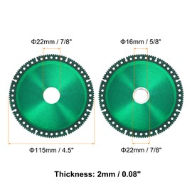 sourcing map 3pcs 4.5" Diamond Saw Blade, 7/8" (22mm) Arbor Cut Off Wheels, Diamond Cutting Disc Multifunction Tile Concrete Ceramic Marble Blade with 5/8" Washer for Angle Grinder, Green
