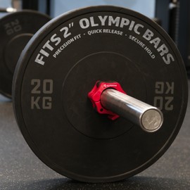 Gymwise Olympic Barbell Clips | Pair of 2″ Barbell Collars | Premium & Heavy-Duty Clamps | Ideal for Weightlifting & Crossfit | Pro-Grade Performance (Red)